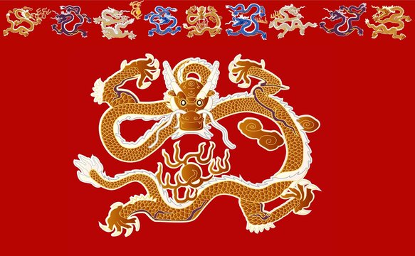 故宫九龙壁九条龙矢量上色稿