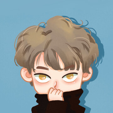 纯色背景情侣男生插画