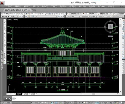 唐风厢房钟鼓楼建筑专业CAD施工图