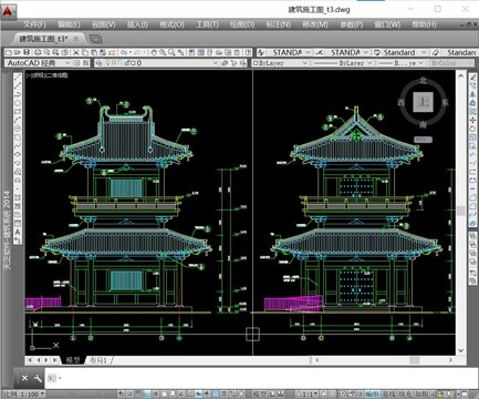 唐风歇山钟鼓楼建筑专业CAD施工图