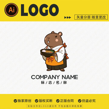 门店招牌创意设计卡皮巴拉LOGO标志形象