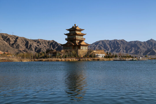 青铜峡金沙湾中华黄河坛风光