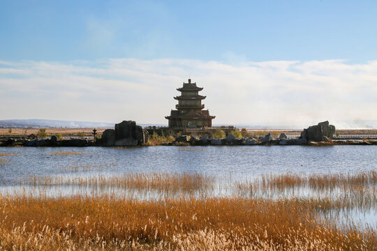 青铜峡金沙湾中华黄河坛风光