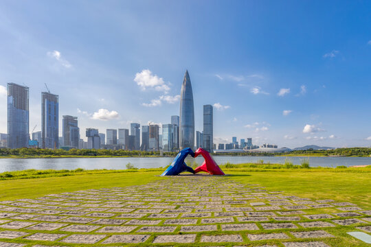 深圳湾后海地标建筑风光