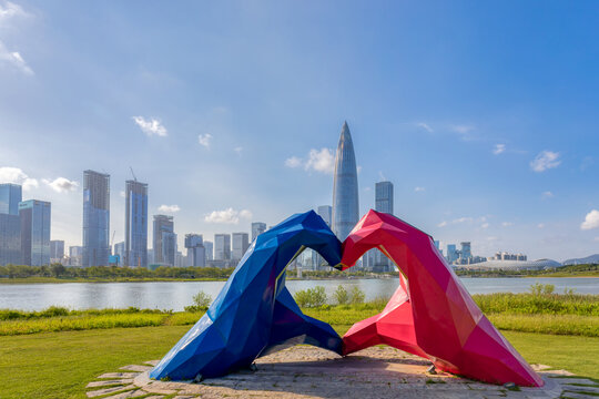 深圳湾后海地标建筑风光