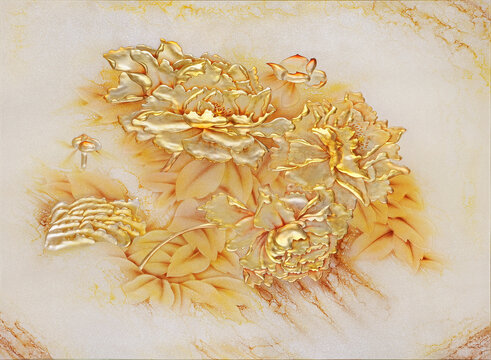 抽象水墨牡丹花背景装饰画