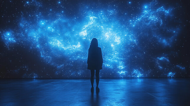 黑色背景蓝色星空