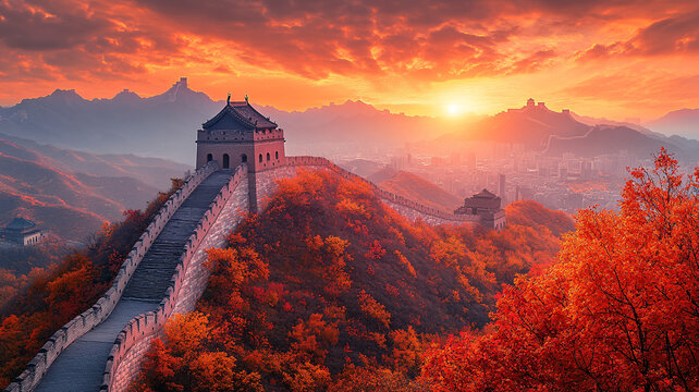 长城秋色美景图