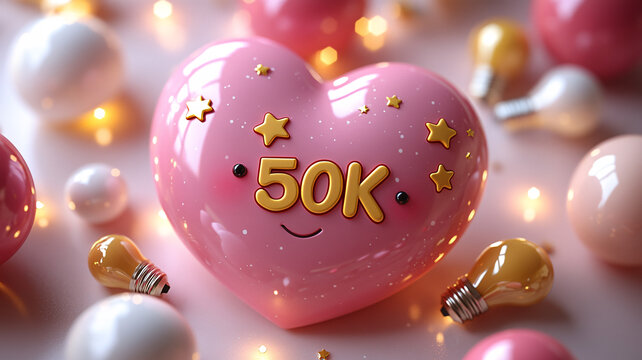 粉色心形50K金色文字