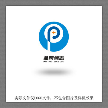 P字母星月LOGO设计
