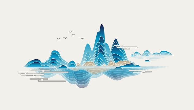 山水线条画