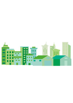 清新风格的城市建筑插画