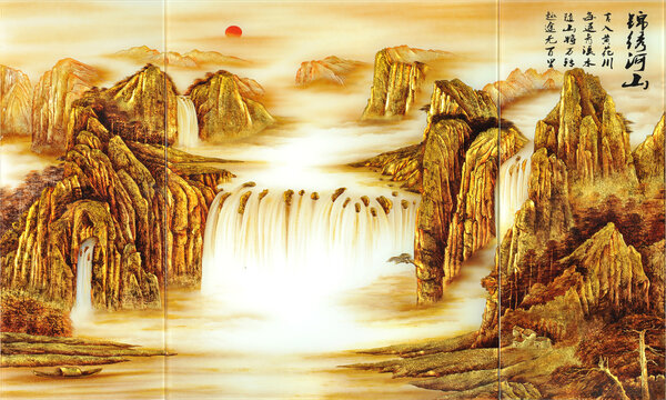 壁纸壁画山水画背景墙装饰画
