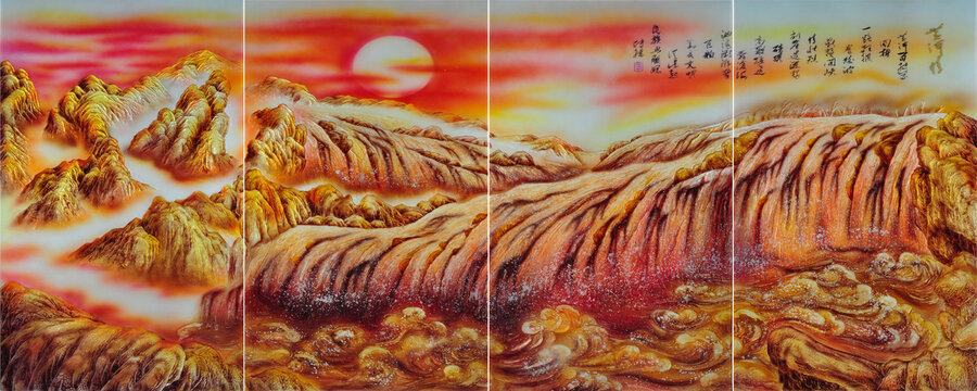 源远流长艺术山水画背景墙装饰画