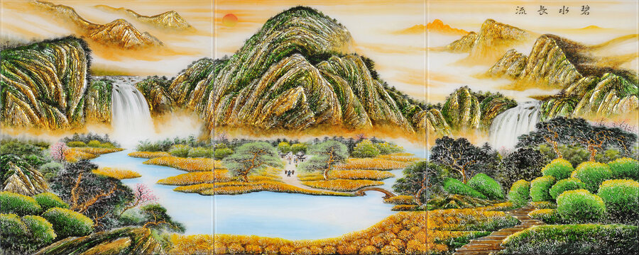 山水国画之碧水流长美景