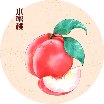 手绘水蜜桃插画