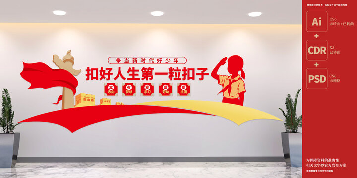 扣好人生第一粒扣子文化墙