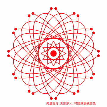 红色矢量几何线条图案