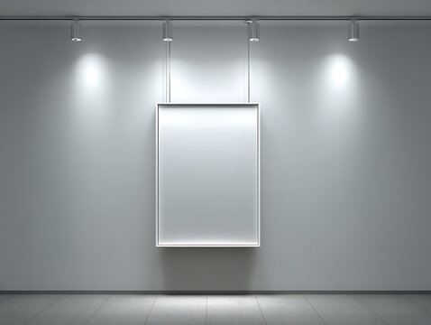 现代画廊空白墙面展示架