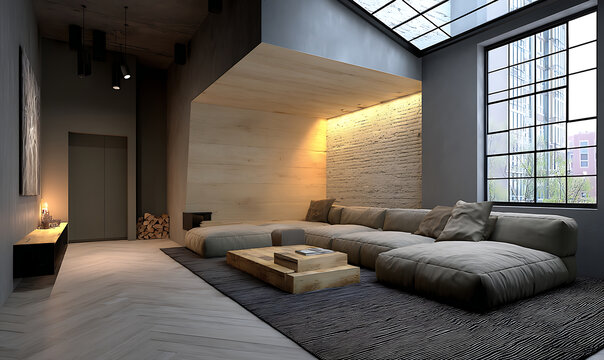 现代工业loft客厅室内设计
