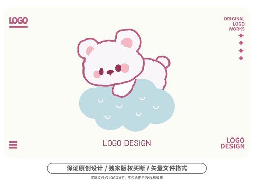 原创卡通云朵熊logo