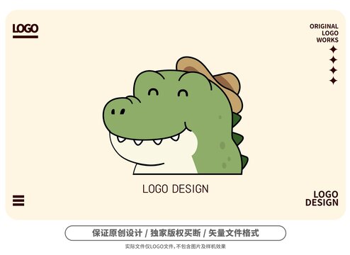 原创卡通鳄鱼先生logo