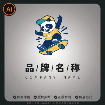浣熊踩滑板潮牌T恤印刷图案LOGO标志