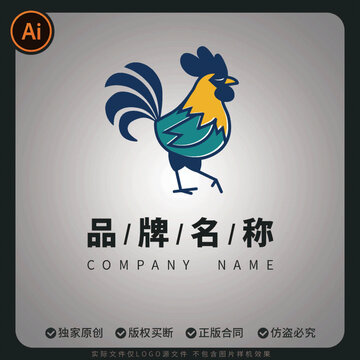 公鸡LOGO标志图标形象大使卡通矢量