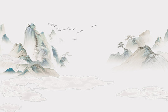 中式山水简约装饰画