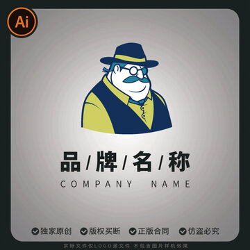 复古绅士风大叔LOGO品牌标志设计