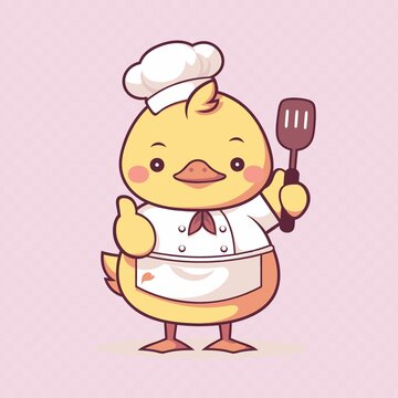 卡通鸭子厨师形象