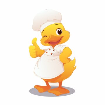 卡通鸭子厨师点赞