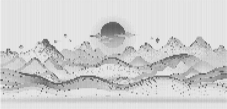 线条山水风景画