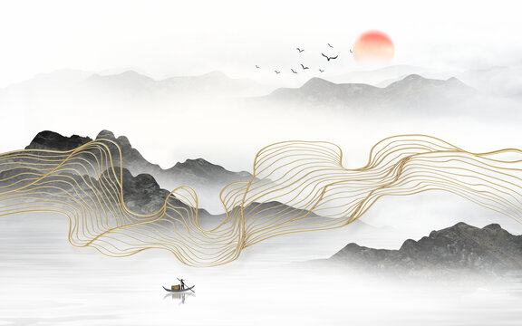 线条山水画