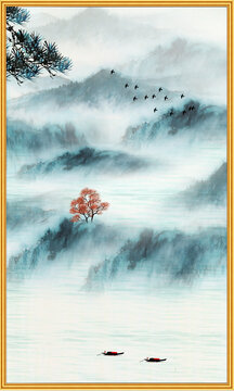 竖幅山水画