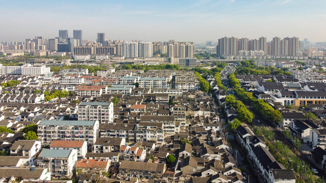 航拍苏州城市风光