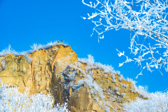 山崖雪景
