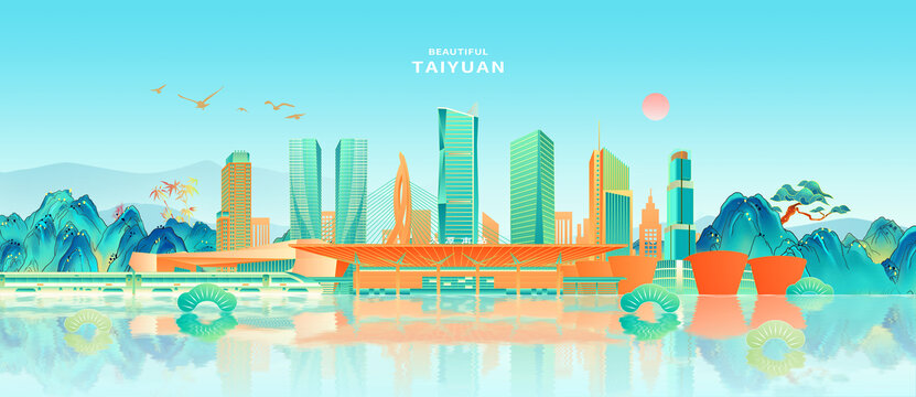太原地标插画