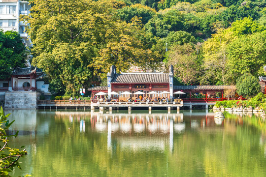 福州黎明湖公园中式建筑