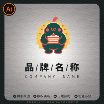 可爱榴莲千层蛋糕品牌logo标志