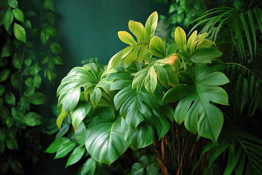热带植物茂密背景图