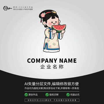 清朝古装装格格丫鬟国潮美女西瓜水果