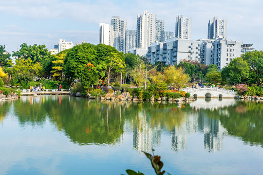 福州黎明湖公园秋景