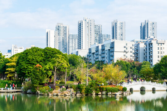 福州黎明湖公园秋景