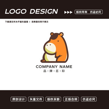 卡通河马logo标志