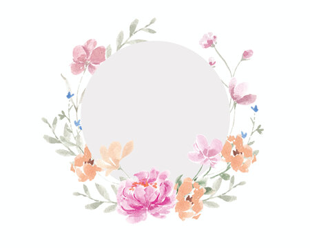 手绘清新花卉圆形装饰图