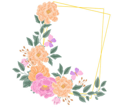 花卉蝴蝶几何边框装饰图