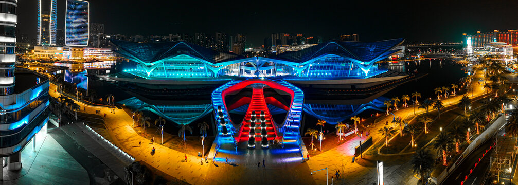 珠海金湾艺术中心夜景航拍
