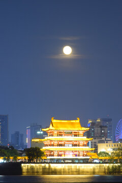 长沙杜甫江阁夜景
