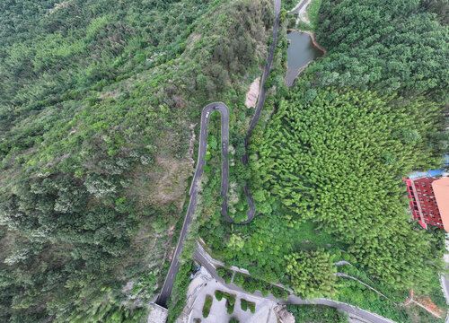俯拍常德太阳山盘山公路